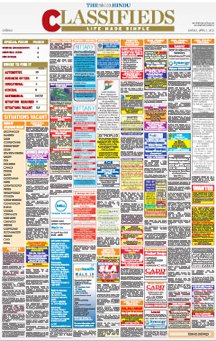 Hindu> Newspaper Classified Ad Booking